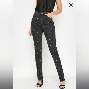 NWT - LTS Tall Black Studded IVY Straight Leg Jeans